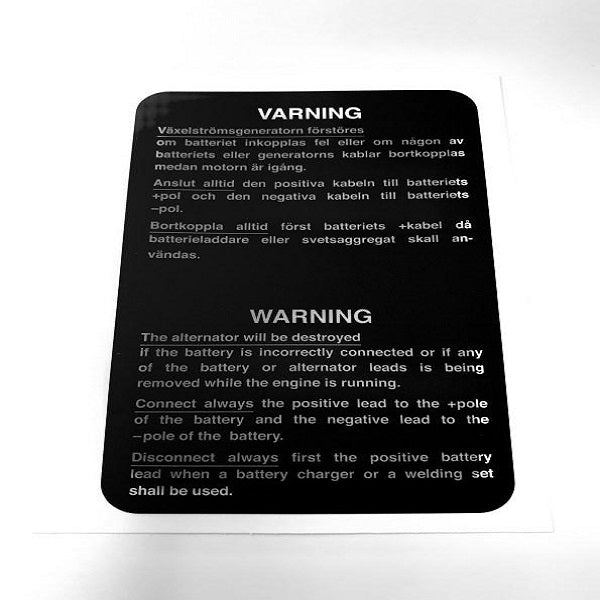 Warning label - Under bonnet - Saab 95 96 900 9000