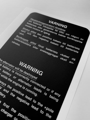 Warning label - Under bonnet - Saab 95 96 900 9000