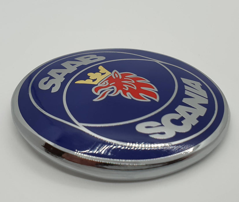 Saab Boot Badge 'SAAB  Scania' Injection  alloy/hard enamel. New and improved with UV protection
