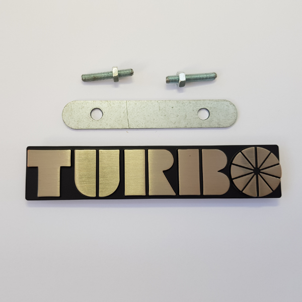 99 turbo Grill badge with 2 threaded grommets on the back, with bar and screwfittings